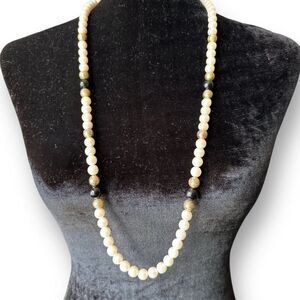 Imitation Pearls with Resin and Metal Beaded Womens Necklace 35"